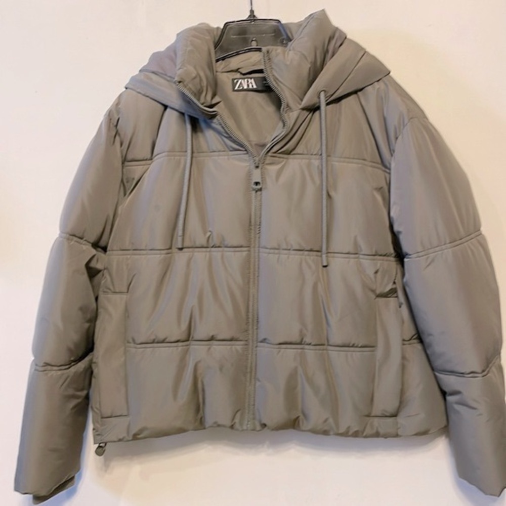 Zara Cropped Puffer jacket taupe S